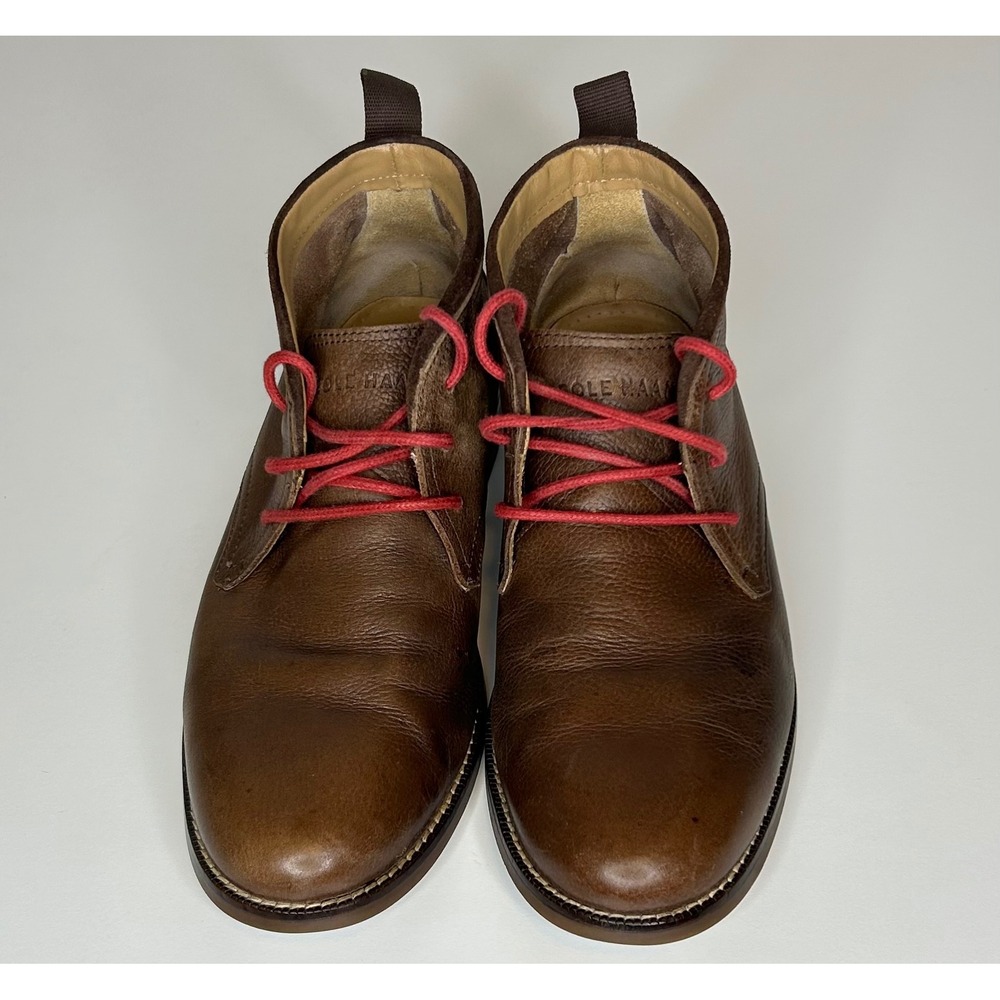 Cole Haan Kennedy Chukka Aesthetic Boots Brown Leather Red Laces Mens 8 M Used - Picture 13 of 13